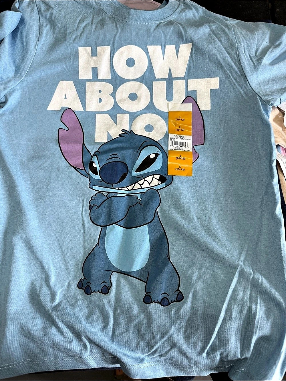 Disney Lilo & Stitch How About No Graphic T-Shirt Tee Blue & Purple 10-12